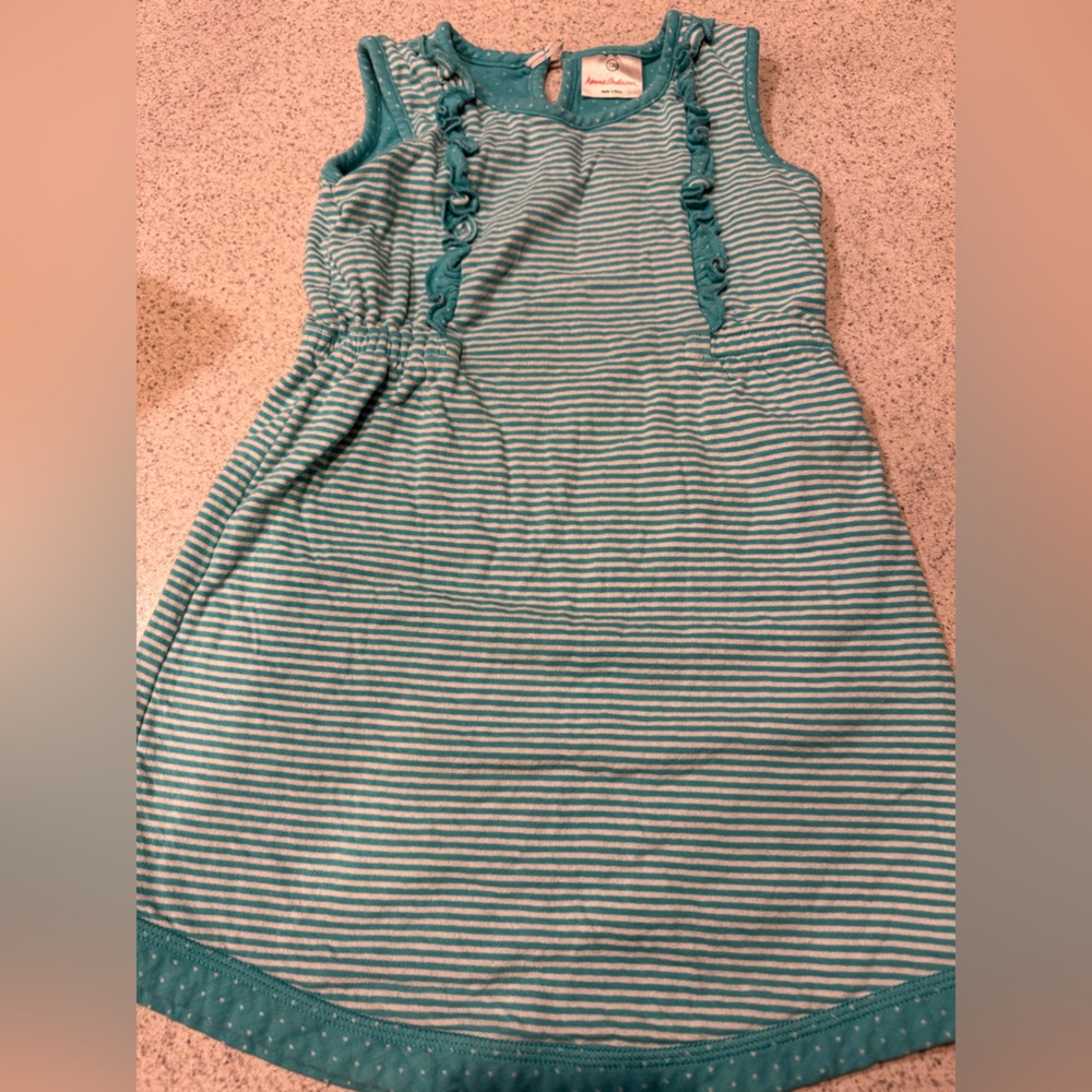 Striped Teal and White Dress Coverup or Dress